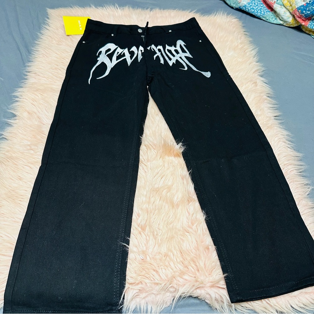Black Graphic Men's Jeans
